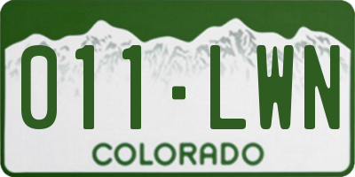 CO license plate 011LWN
