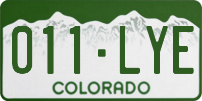 CO license plate 011LYE