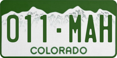 CO license plate 011MAH