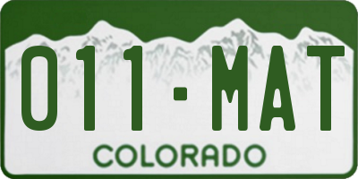 CO license plate 011MAT