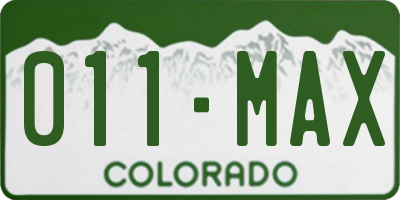 CO license plate 011MAX
