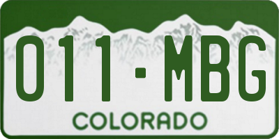 CO license plate 011MBG