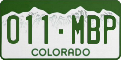 CO license plate 011MBP