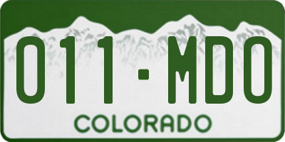 CO license plate 011MDO