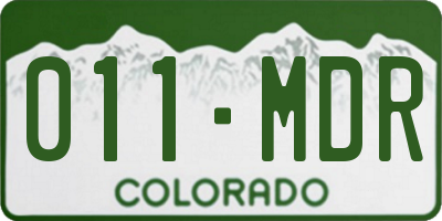 CO license plate 011MDR