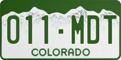 CO license plate 011MDT
