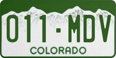 CO license plate 011MDV