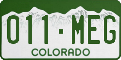 CO license plate 011MEG