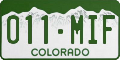 CO license plate 011MIF