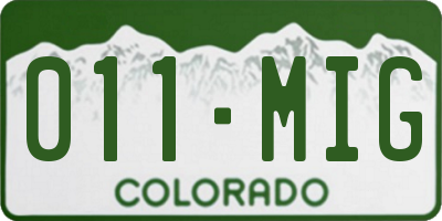 CO license plate 011MIG