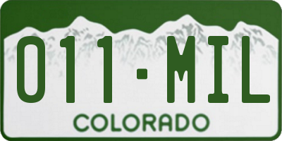CO license plate 011MIL