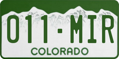 CO license plate 011MIR