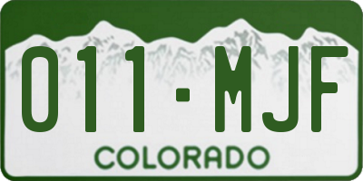 CO license plate 011MJF