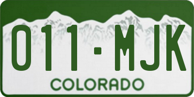CO license plate 011MJK