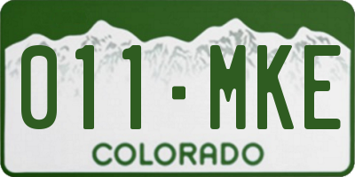 CO license plate 011MKE