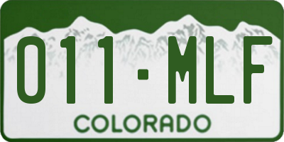 CO license plate 011MLF