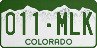 CO license plate 011MLK