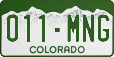 CO license plate 011MNG
