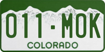 CO license plate 011MOK