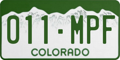 CO license plate 011MPF