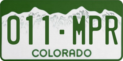 CO license plate 011MPR
