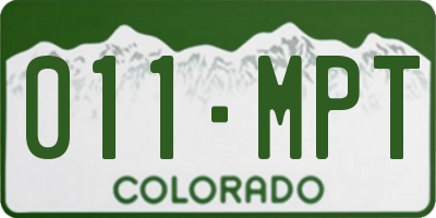CO license plate 011MPT