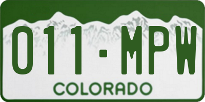 CO license plate 011MPW