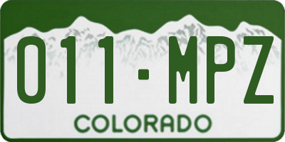 CO license plate 011MPZ
