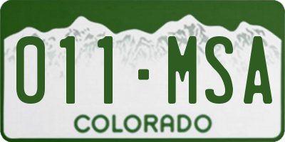 CO license plate 011MSA