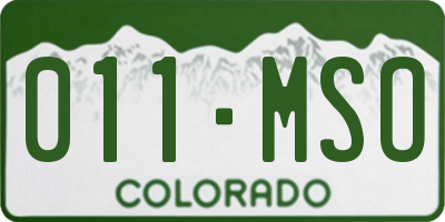 CO license plate 011MSO
