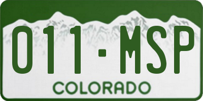 CO license plate 011MSP