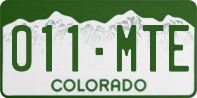 CO license plate 011MTE