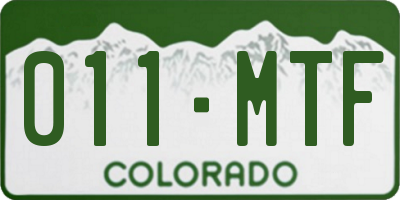 CO license plate 011MTF