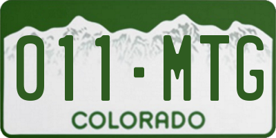 CO license plate 011MTG