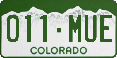 CO license plate 011MUE