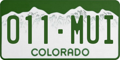 CO license plate 011MUI