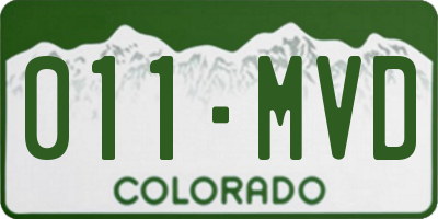 CO license plate 011MVD