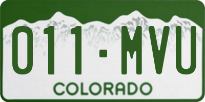 CO license plate 011MVU