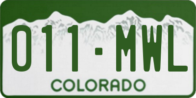 CO license plate 011MWL