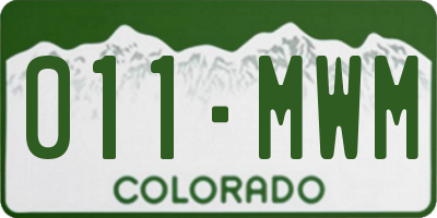 CO license plate 011MWM
