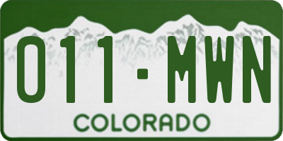 CO license plate 011MWN