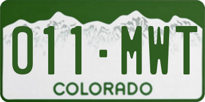 CO license plate 011MWT