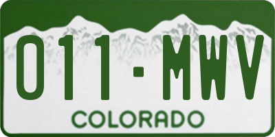 CO license plate 011MWV