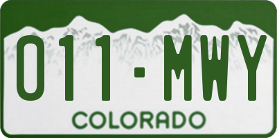 CO license plate 011MWY