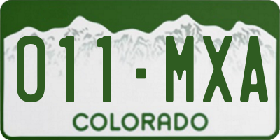 CO license plate 011MXA