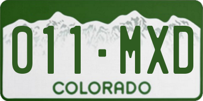 CO license plate 011MXD