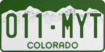 CO license plate 011MYT