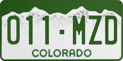 CO license plate 011MZD