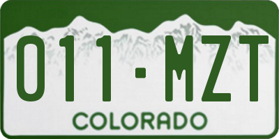 CO license plate 011MZT