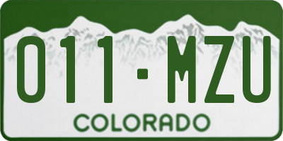 CO license plate 011MZU